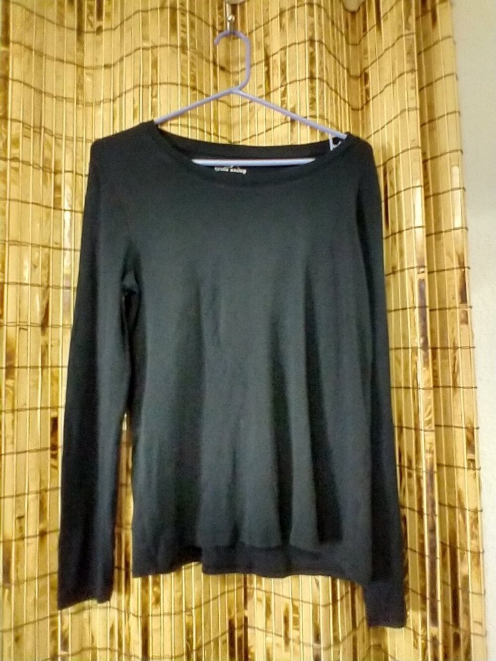 Eddie Bauer Black Long Sleeve Crewneck Basic Tee Top Size L